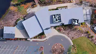 Zoomed detail crop from a commercial property drone map with crisp ground detail